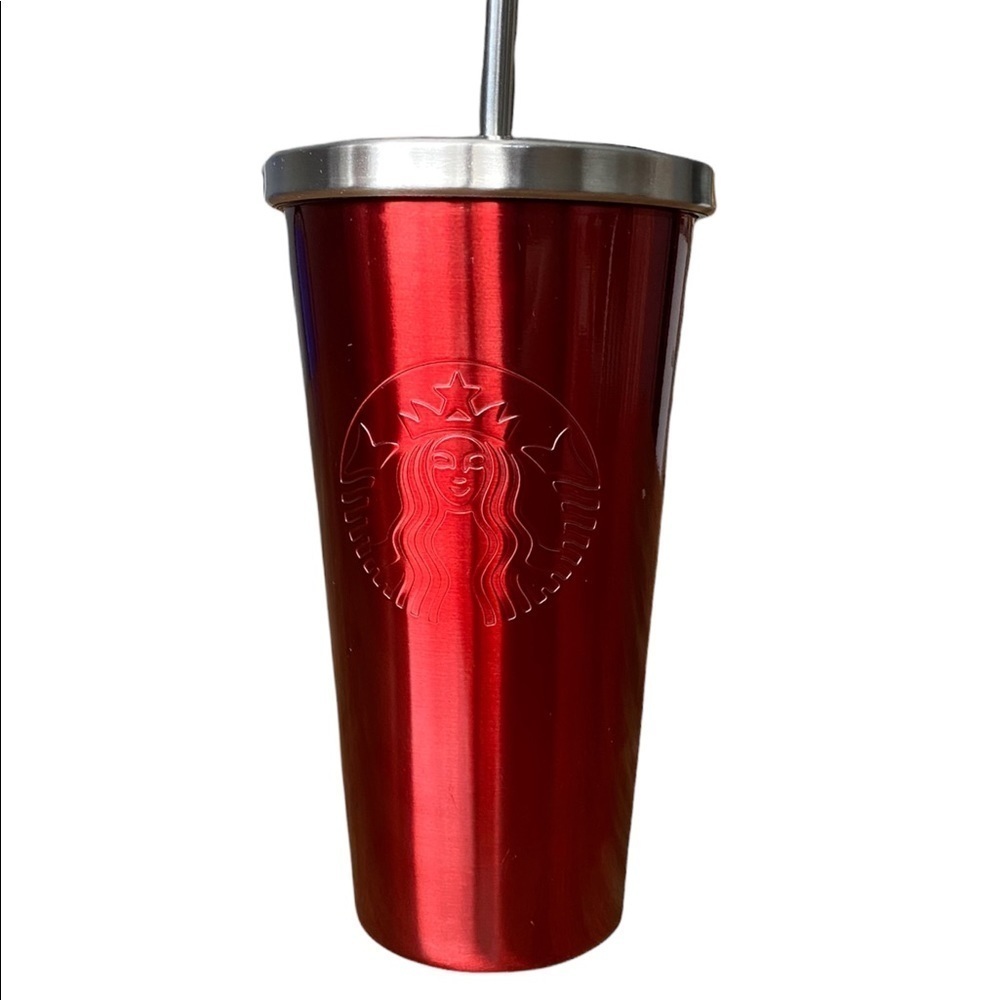 STARBUCKS | Red Stainless Steel Cold Cup 16 Oz. 2014 Coffee Tea Christmas​​